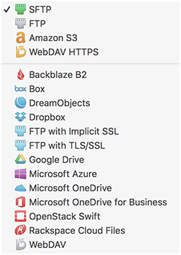 Transmit 5 支持的服务器列表