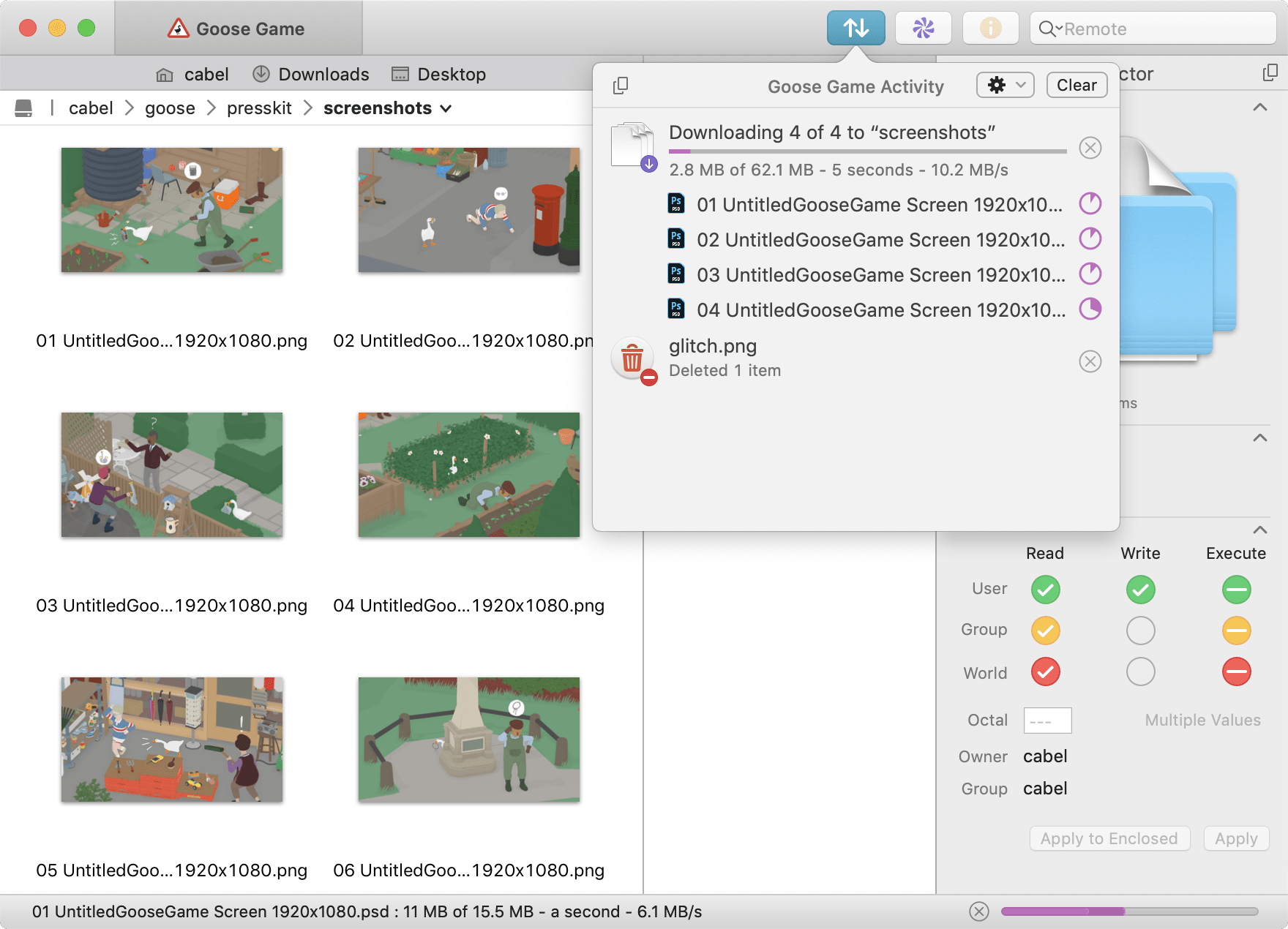 Transmit 5 界面截图 - 双窗格视图